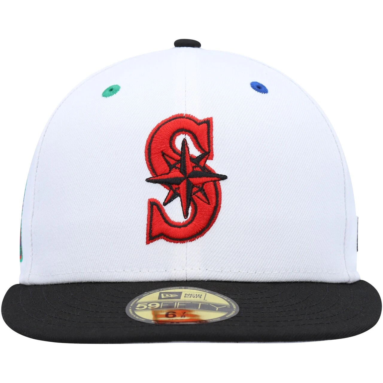 Men's Seattle Mariners New Era White/Black 40th Anniversary Primary Eye 59FIFTY Fitted Hat - Image 2