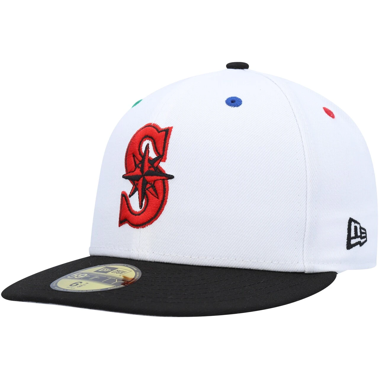 Men's Seattle Mariners New Era White/Black 40th Anniversary Primary Eye 59FIFTY Fitted Hat - Image 3