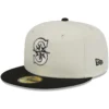 Men's Seattle Mariners New Era Stone/Black Chrome 59FIFTY Fitted Hat