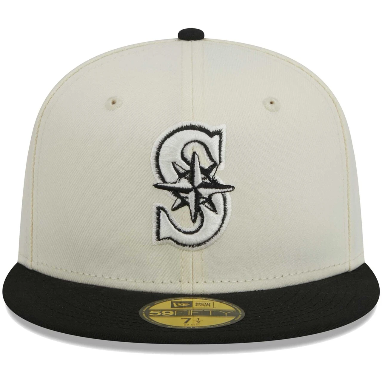Men's Seattle Mariners New Era Stone/Black Chrome 59FIFTY Fitted Hat - Image 2