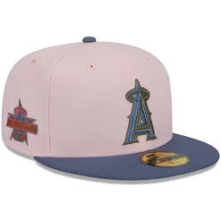 Men's Los Angeles Angels New Era Pink/Blue Olive Undervisor 59FIFTY Fitted Hat