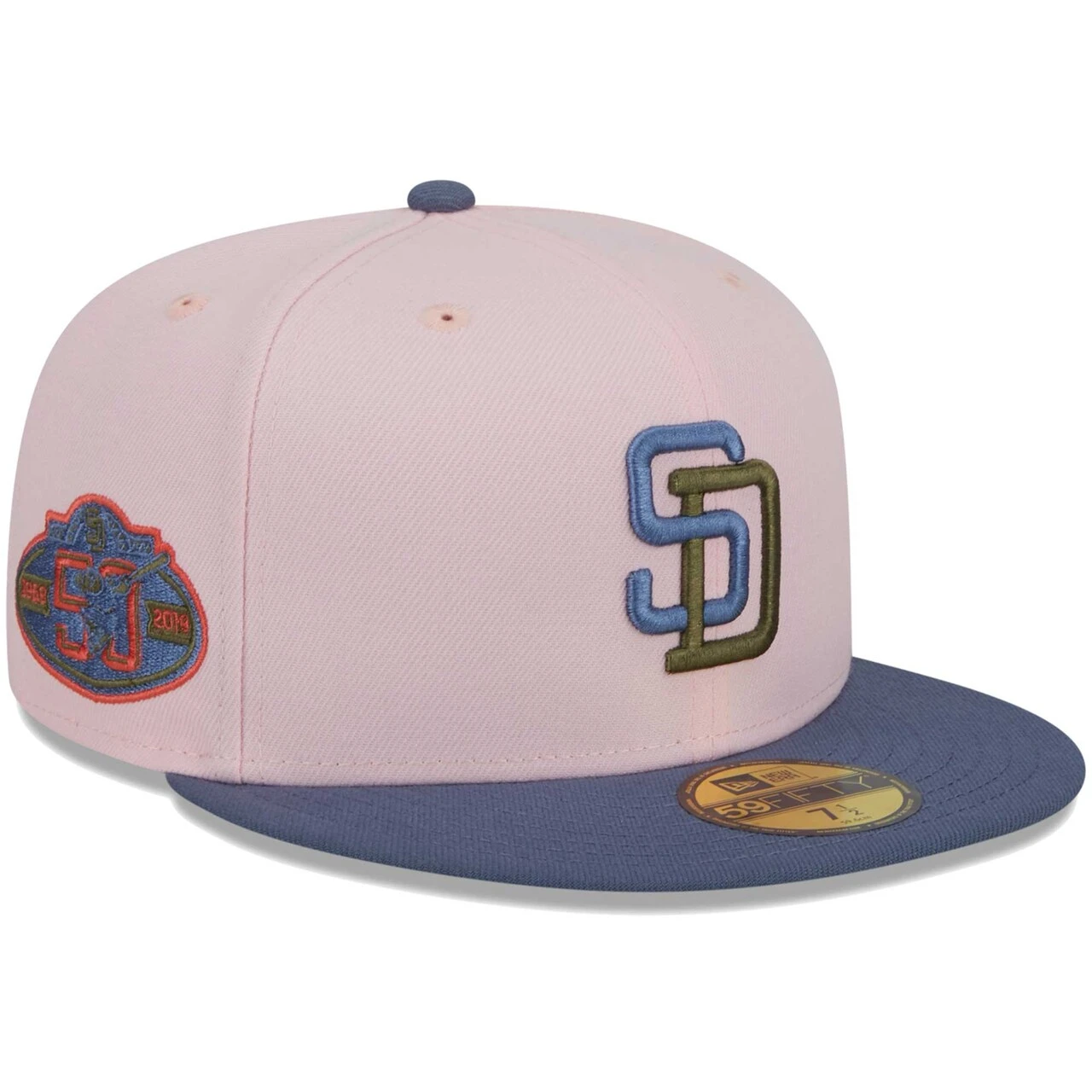 Men's San Diego Padres New Era Pink/Blue Olive Undervisor 59FIFTY Fitted Hat