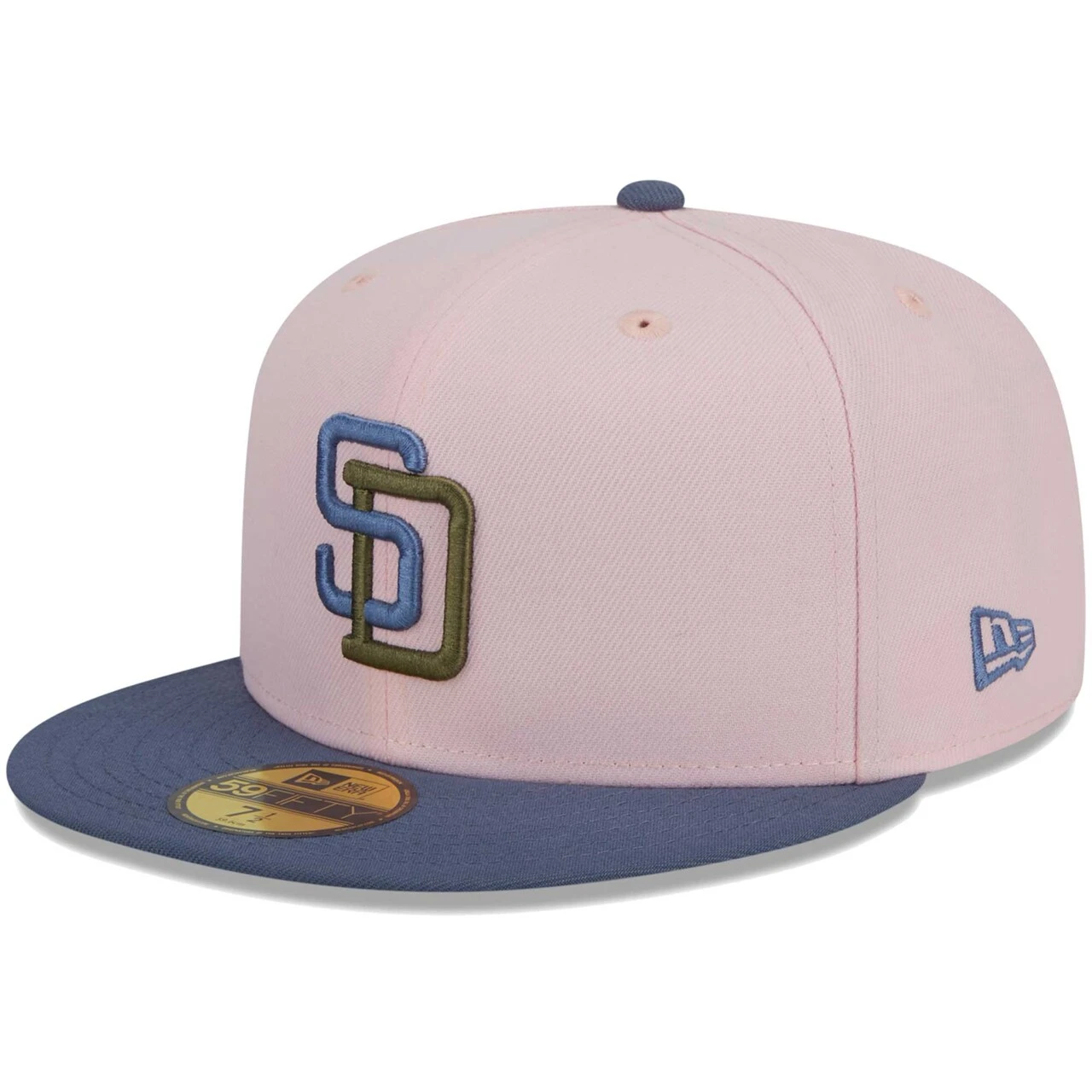 Men's San Diego Padres New Era Pink/Blue Olive Undervisor 59FIFTY Fitted Hat - Image 3
