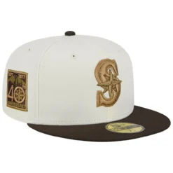 Men's Seattle Mariners New Era White/Brown 40th Team Anniversary 59FIFTY Fitted Hat