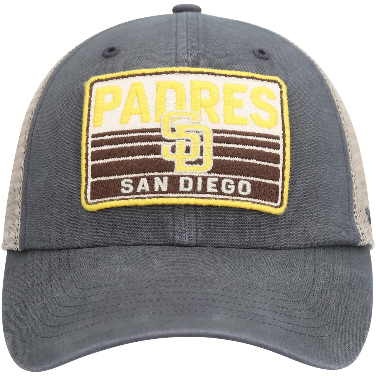 Men's San Diego Padres '47 Charcoal Four Stroke Clean Up Trucker Snapback Hat - Image 2