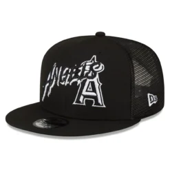 Men's Los Angeles Angels New Era Black Street Trucker 9FIFTY Snapback Hat