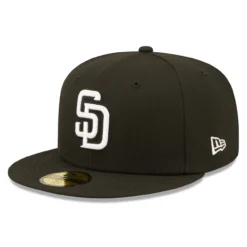Men's San Diego Padres New Era Black Team Logo 59FIFTY Fitted Hat