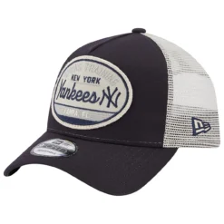 Men's New York Yankees New Era Navy 2023 Spring Training Patch A-Frame Trucker 9FORTY Snapback Hat