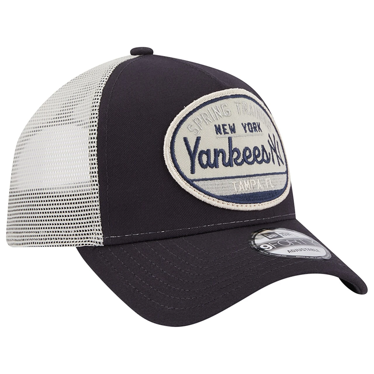 Men's New York Yankees New Era Navy 2023 Spring Training Patch A-Frame Trucker 9FORTY Snapback Hat - Image 3