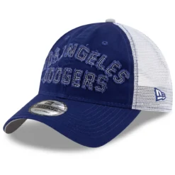 Men's Los Angeles Dodgers New Era Royal Frayed Wordmark Trucker 9TWENTY Adjustable Hat