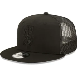 Men's Seattle Mariners New Era Blackout Trucker 9FIFTY Snapback Hat