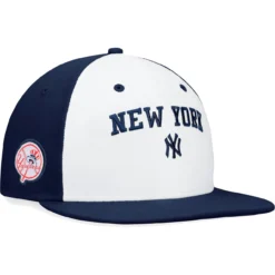 Men's New York Yankees Fanatics Branded White/Navy Iconic Color Blocked Fitted Hat