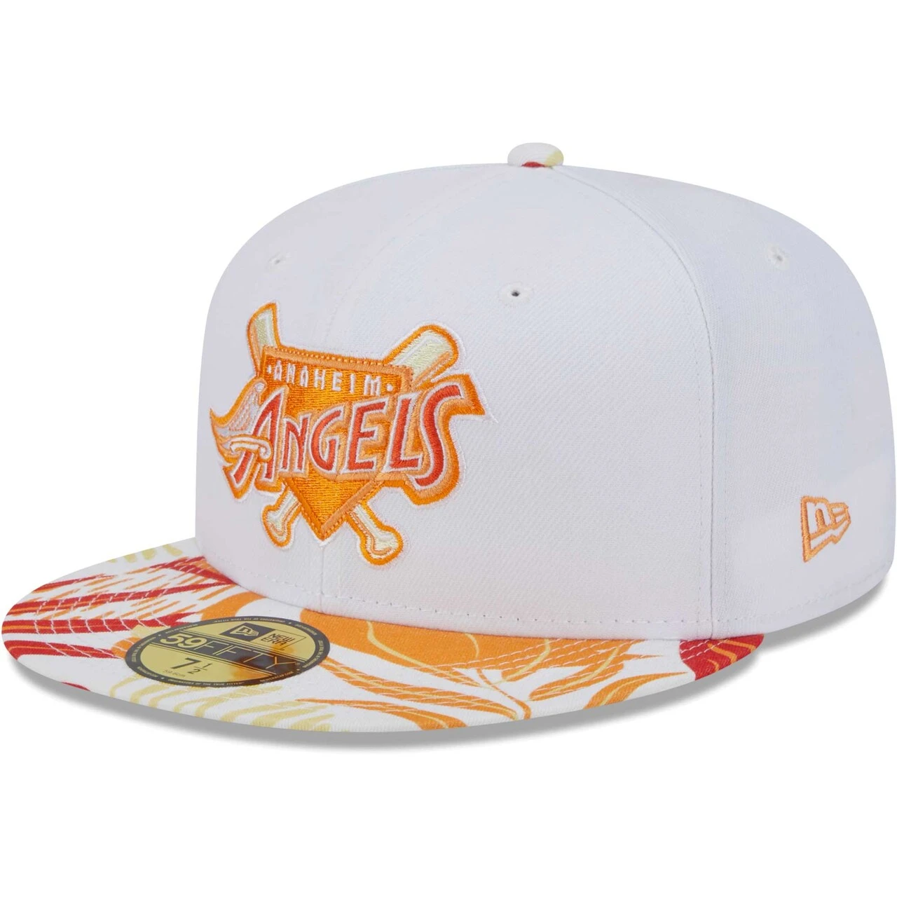 Men's Anaheim Angels New Era White/Orange Cooperstown Collection Flamingo 59FIFTY Fitted Hat