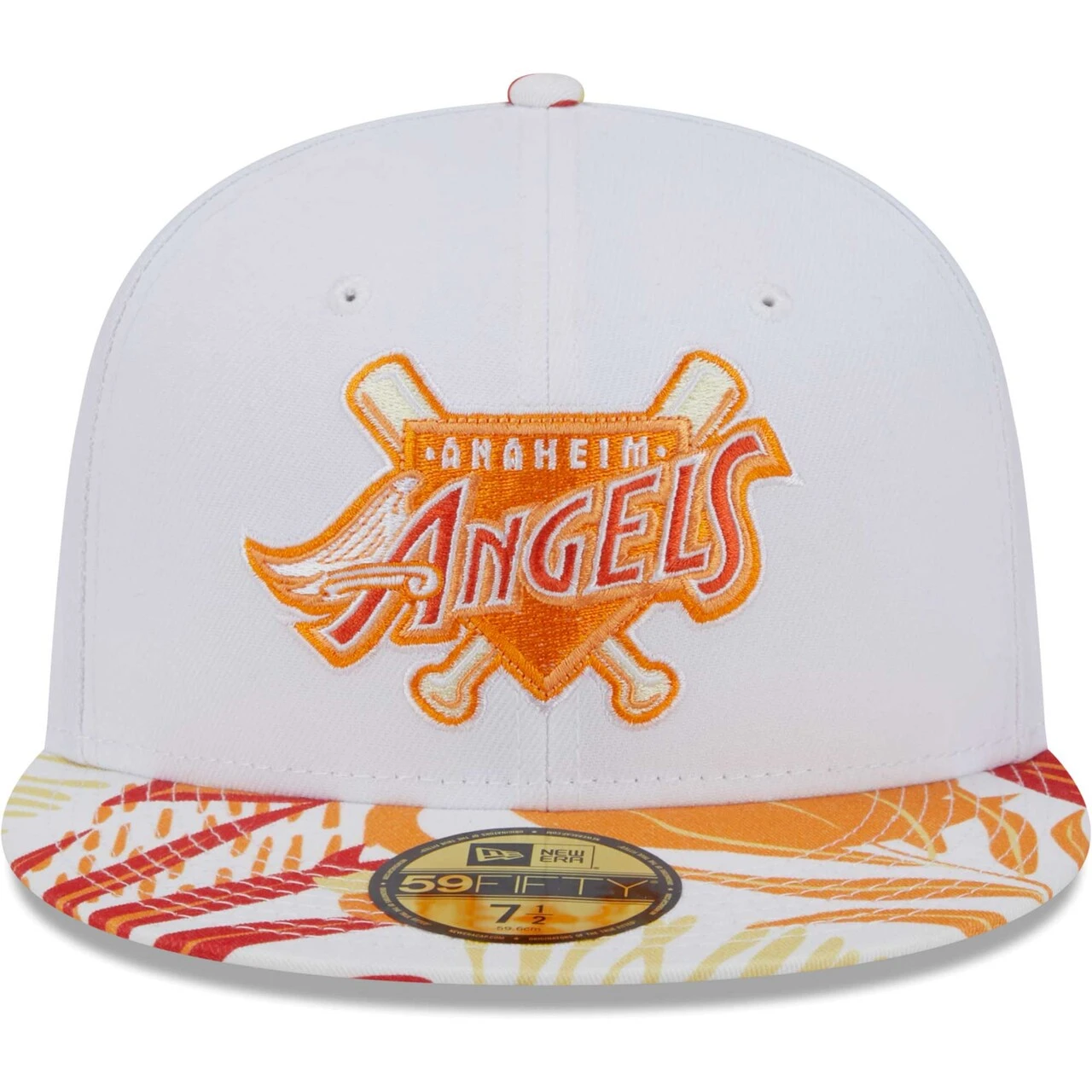 Men's Anaheim Angels New Era White/Orange Cooperstown Collection Flamingo 59FIFTY Fitted Hat - Image 2