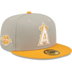 Men's Los Angeles Angels New Era Gray/Orange 2002 World Series Cooperstown Collection Undervisor 59FIFTY Fitted Hat