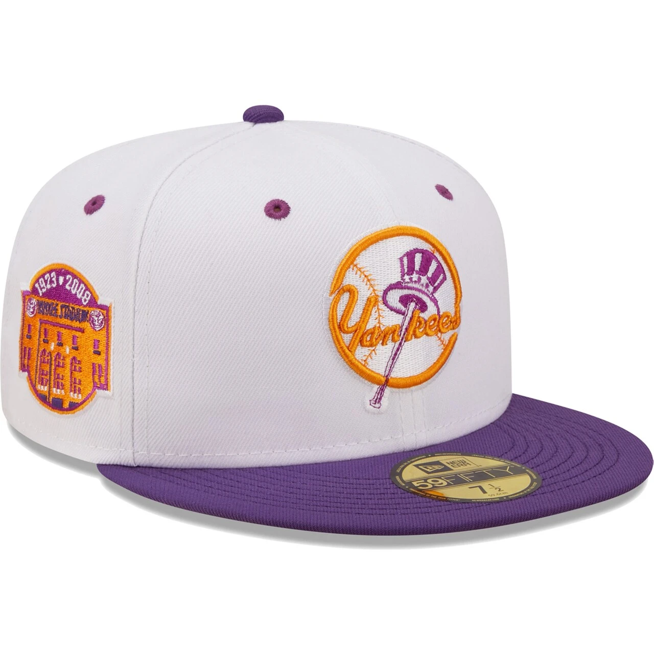 Men's New York Yankees New Era White/Purple Final Season At The Original Yankee Stadium Grape Lolli 59FIFTY Fitted Hat