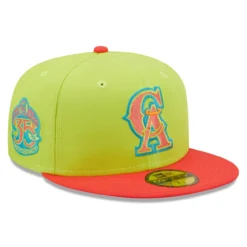 Men's California Angels, Los Angeles Angels New Era Green/Red Cyber Highlighter 59FIFTY Fitted Hat