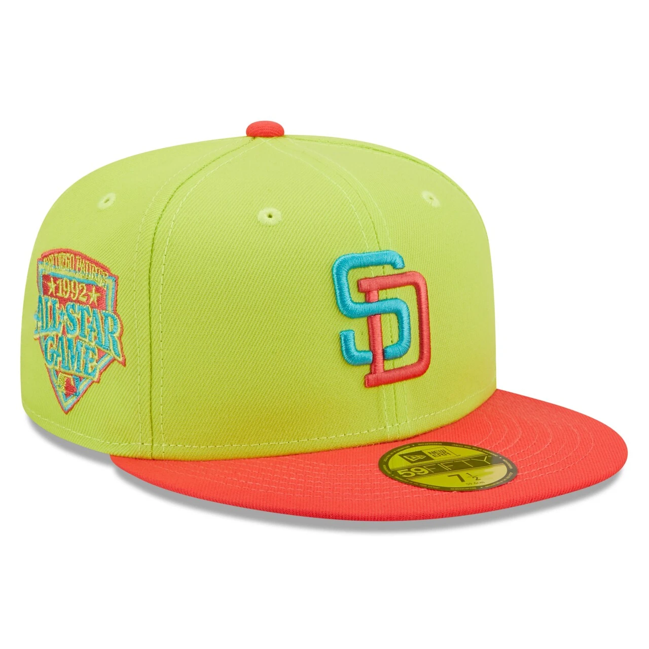 Men's San Diego Padres New Era Green/Red 1992 MLB All-Star Game Cyber Highlighter 59FIFTY Fitted Hat