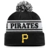 Men's Pittsburgh Pirates Fanatics Branded Black/White Sport Resort Cuffed Knit Hat With Pom