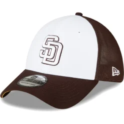 Men's San Diego Padres New Era Brown/White 2023 On-Field Batting Practice 39THIRTY Flex Hat