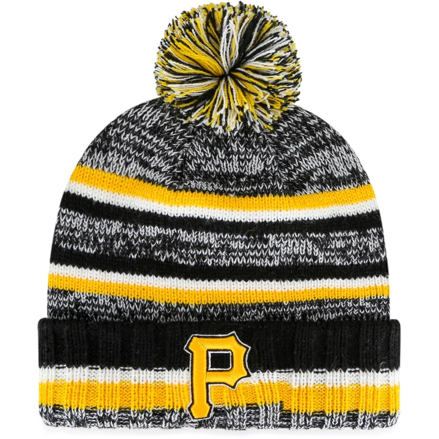 Youth Pittsburgh Pirates '47 Black Boondock Cuffed Knit Hat With Pom